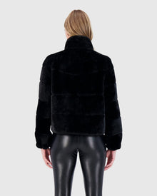 Select Shearling Lamb Horizontal Zip Jacket | Black
