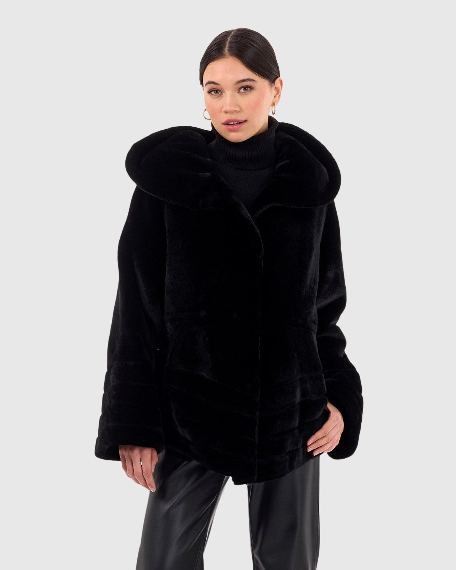Select Shearling Lamb Jacket Reversible To Taffeta | Black/Black