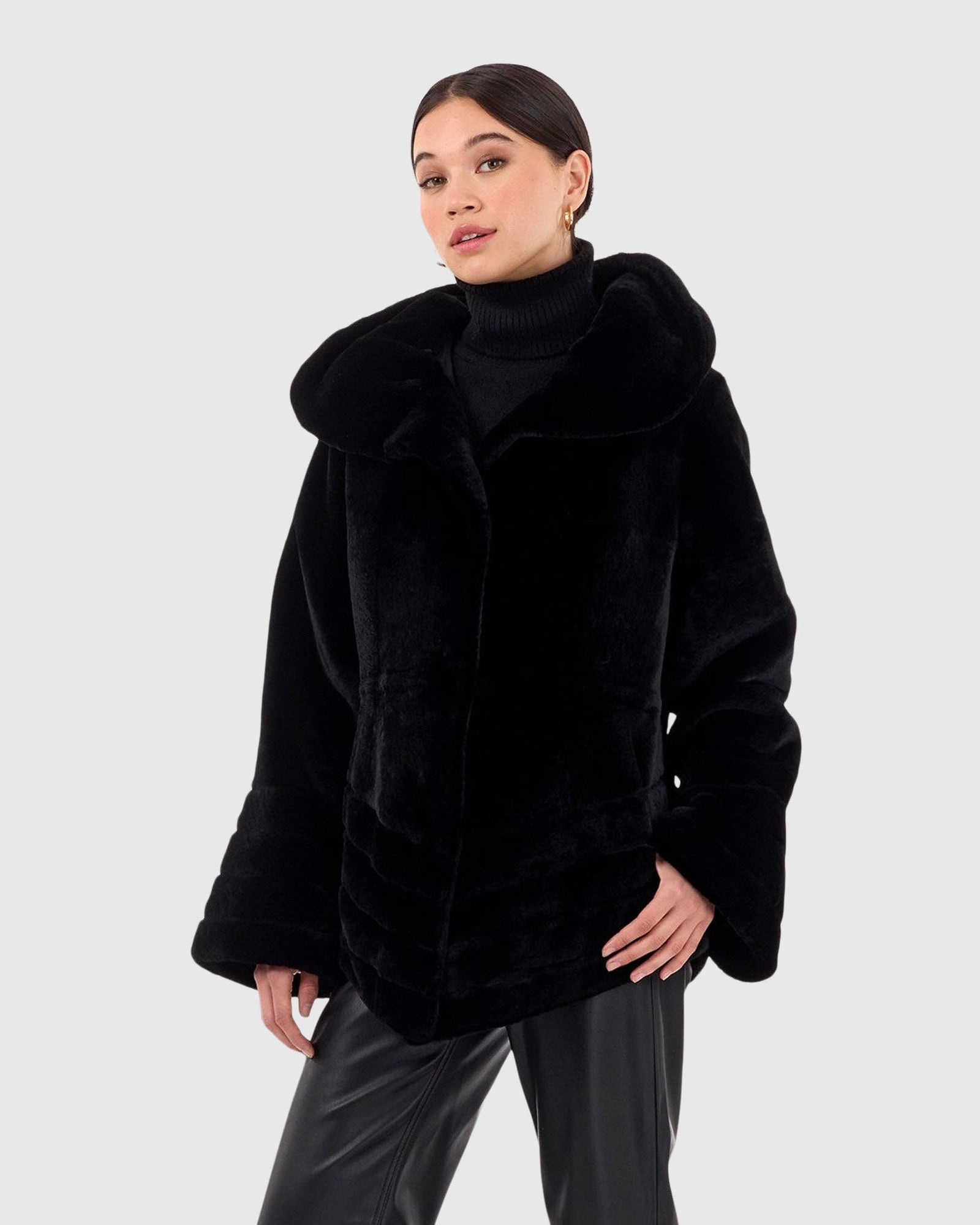 Select Shearling Lamb Jacket Reversible To Taffeta | Black/Black