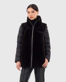 Select Shearling Lamb Jacket With Detachable Quilted Sleeves | Black/Brown Lprd