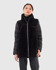 Select Shearling Lamb Jacket With Detachable Quilted Sleeves | Black/Brown Lprd