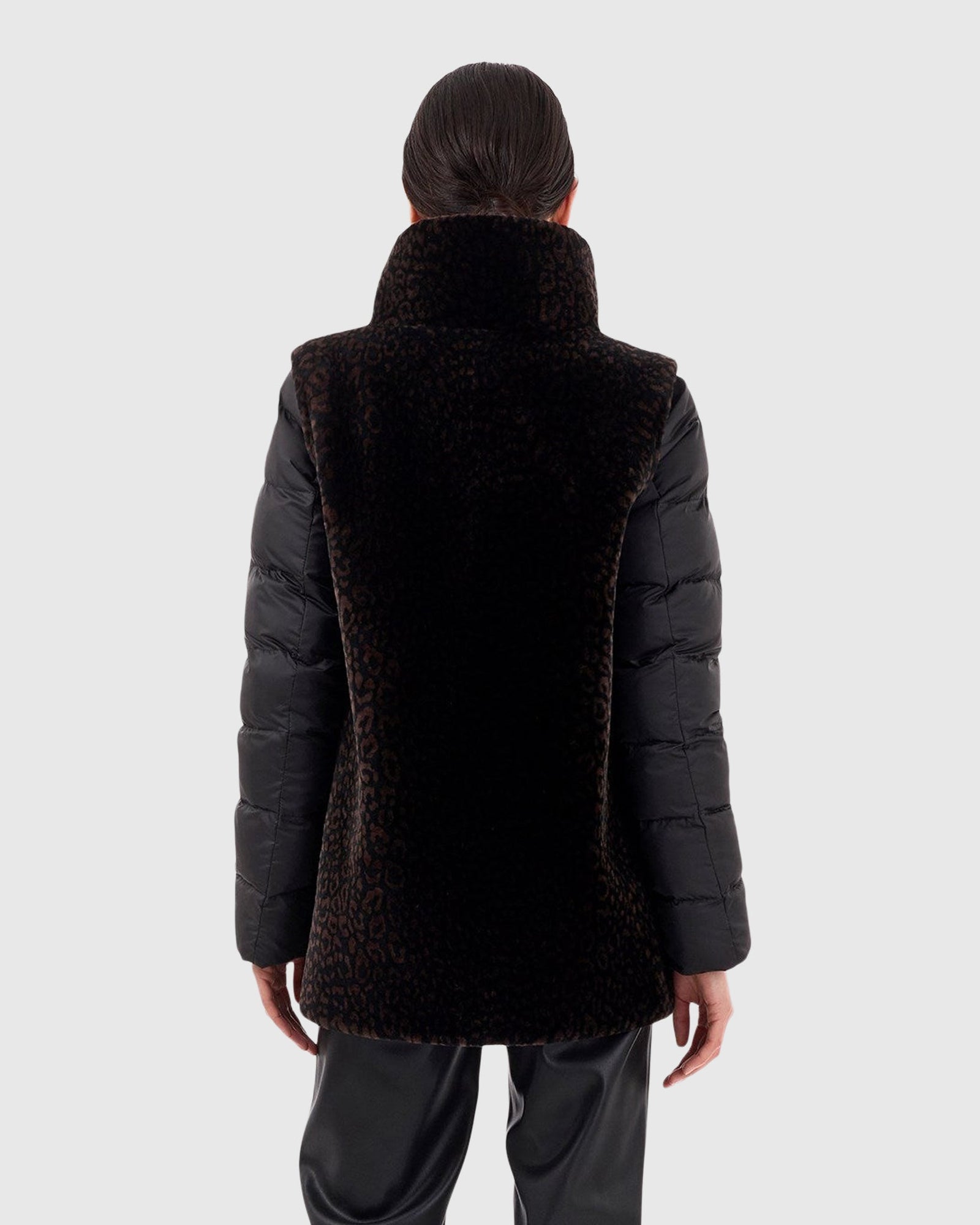 Select Shearling Lamb Jacket With Detachable Quilted Sleeves | Black/Brown Lprd