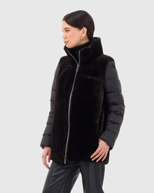 Select Shearling Lamb Jacket With Detachable Quilted Sleeves | Black/Brown Lprd