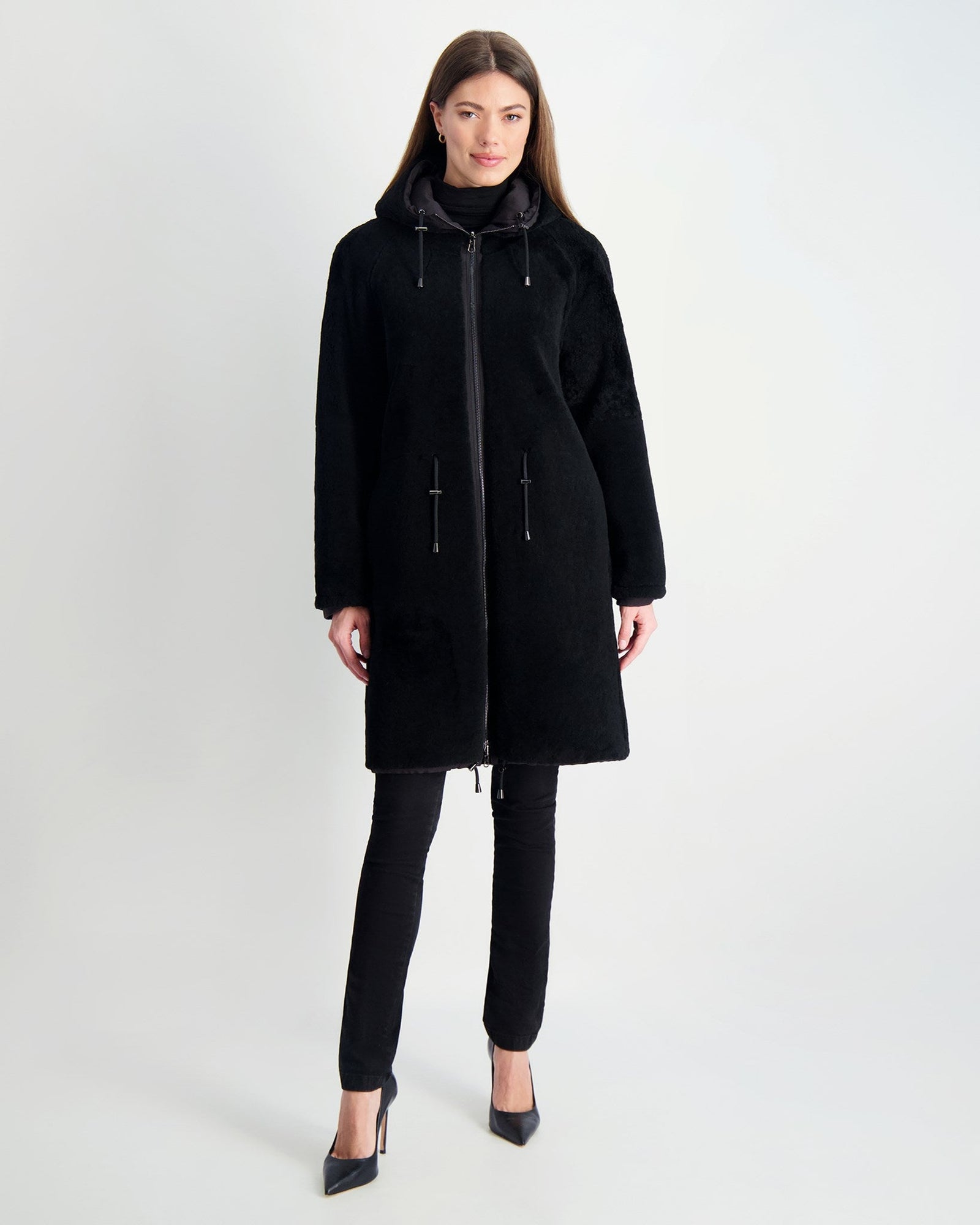 Select Shearling Lamb Parka Reversible To Nylon | Women | Black x Black