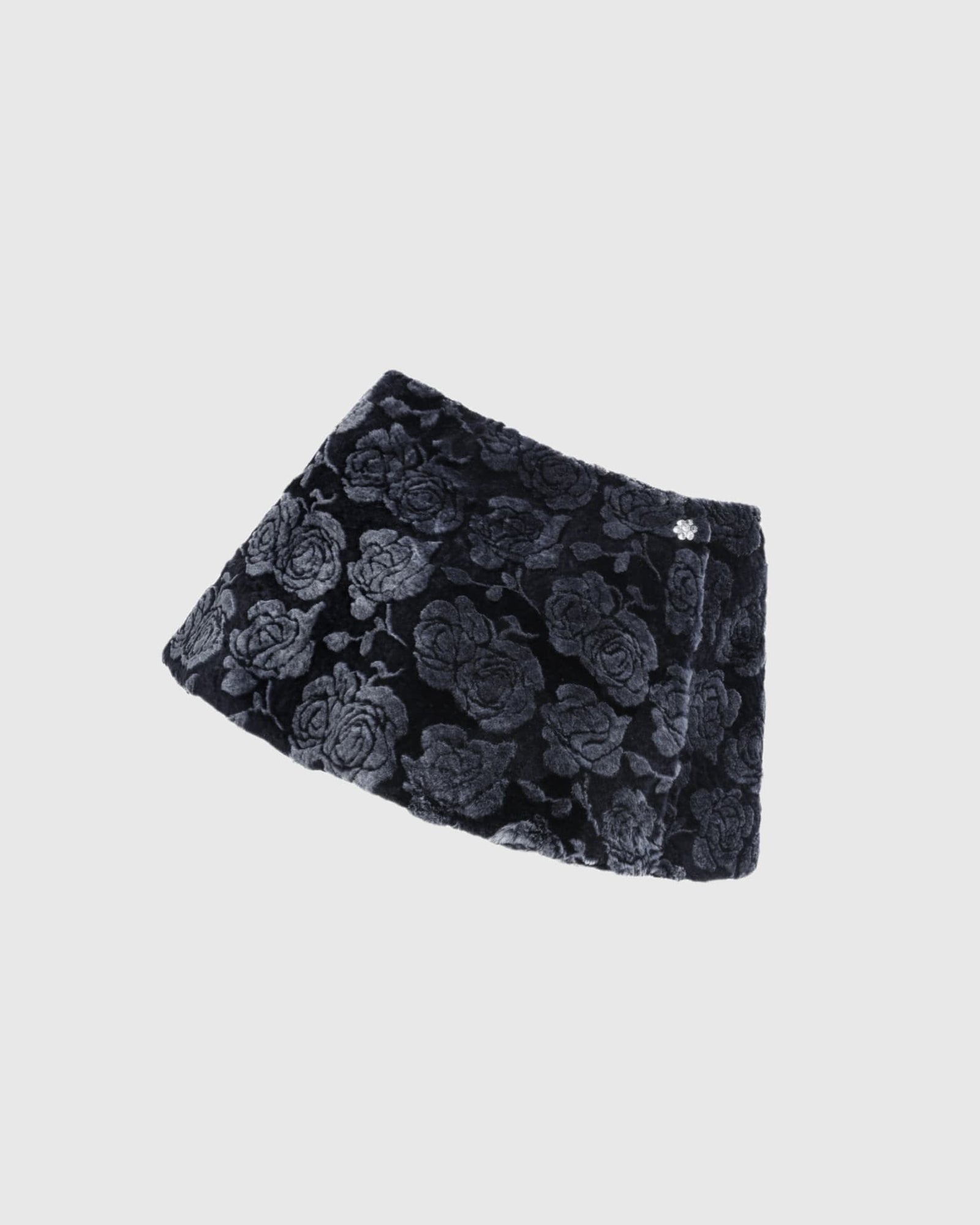 Select Shearling Lamb Rose Laser Printed Capelet | Navy Brisa