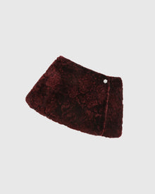 Select Shearling Lamb Rose Printed Capelet | Burgundy