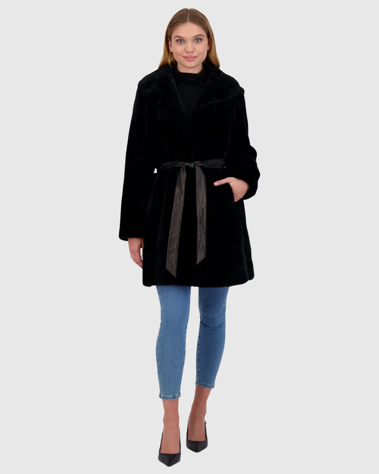 Select Shearling Lamb Stroller Reversible To Nylon | Black