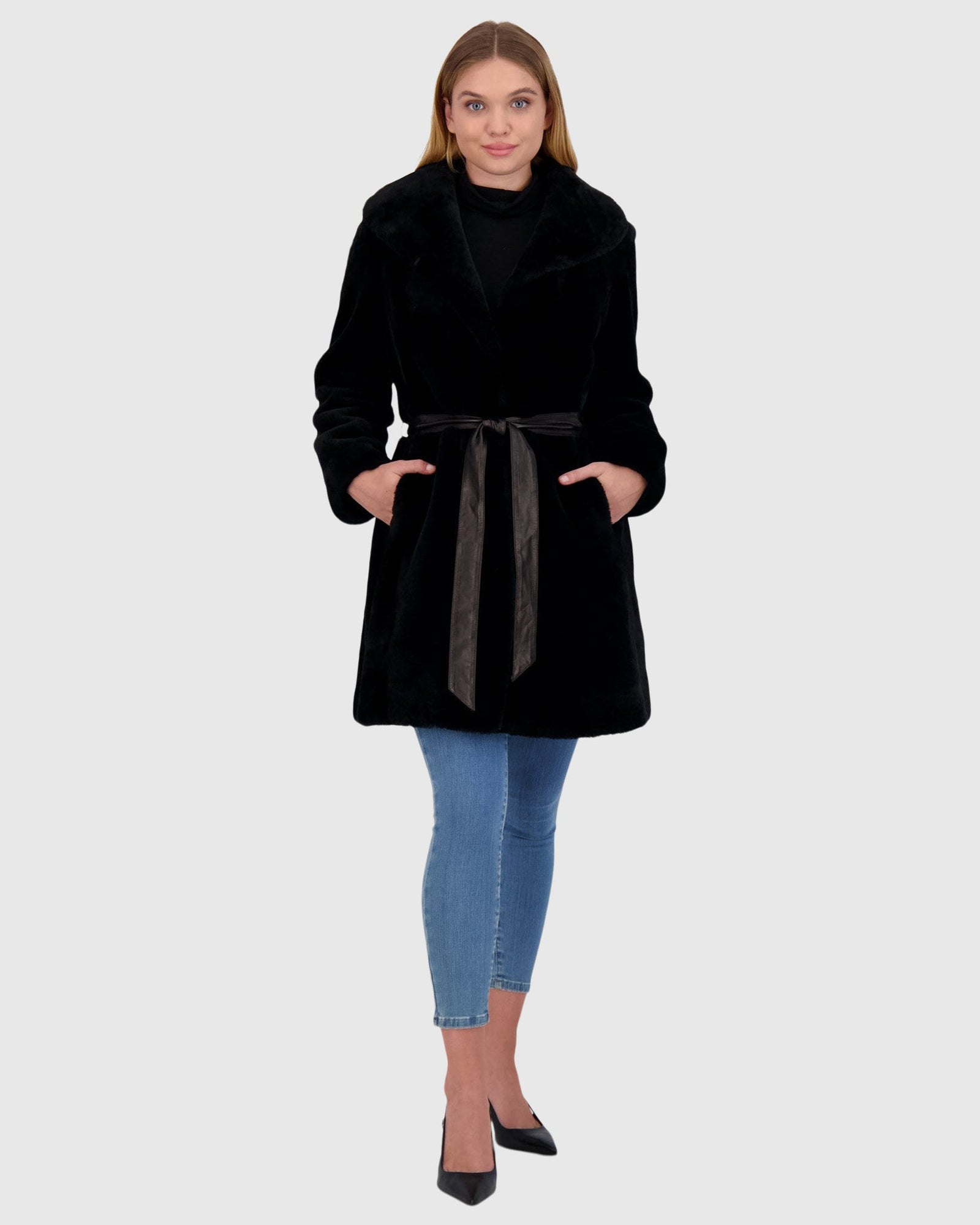 Select Shearling Lamb Stroller Reversible To Nylon | Black