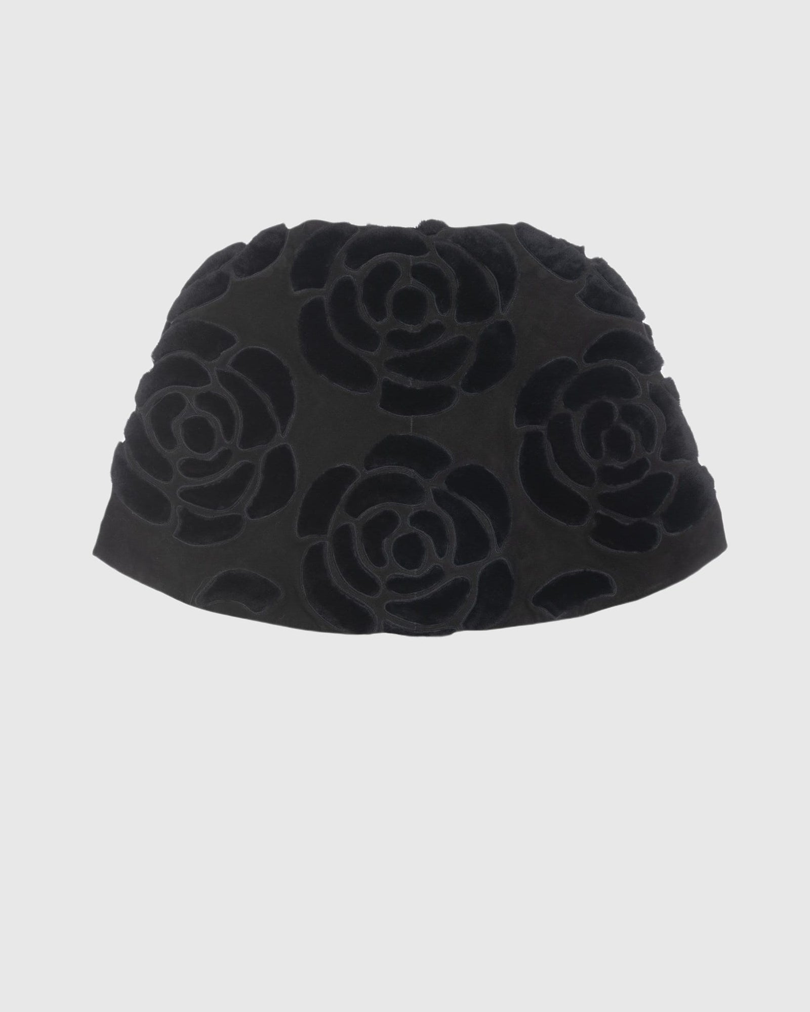 Select Shearling Lamb and Suede Floral Embroidered Stole Reversible To Loro Piana Cashmere and Wool | Black/Black