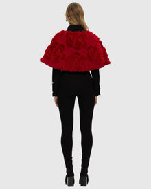 Select Shearling Lamb and Suede Floral Embroidered Stole Reversible To Loro Piana Cashmere and Wool | Red/Black