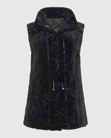 Select Shearling Lamb Vest Reversible To Taffeta | Black/Black