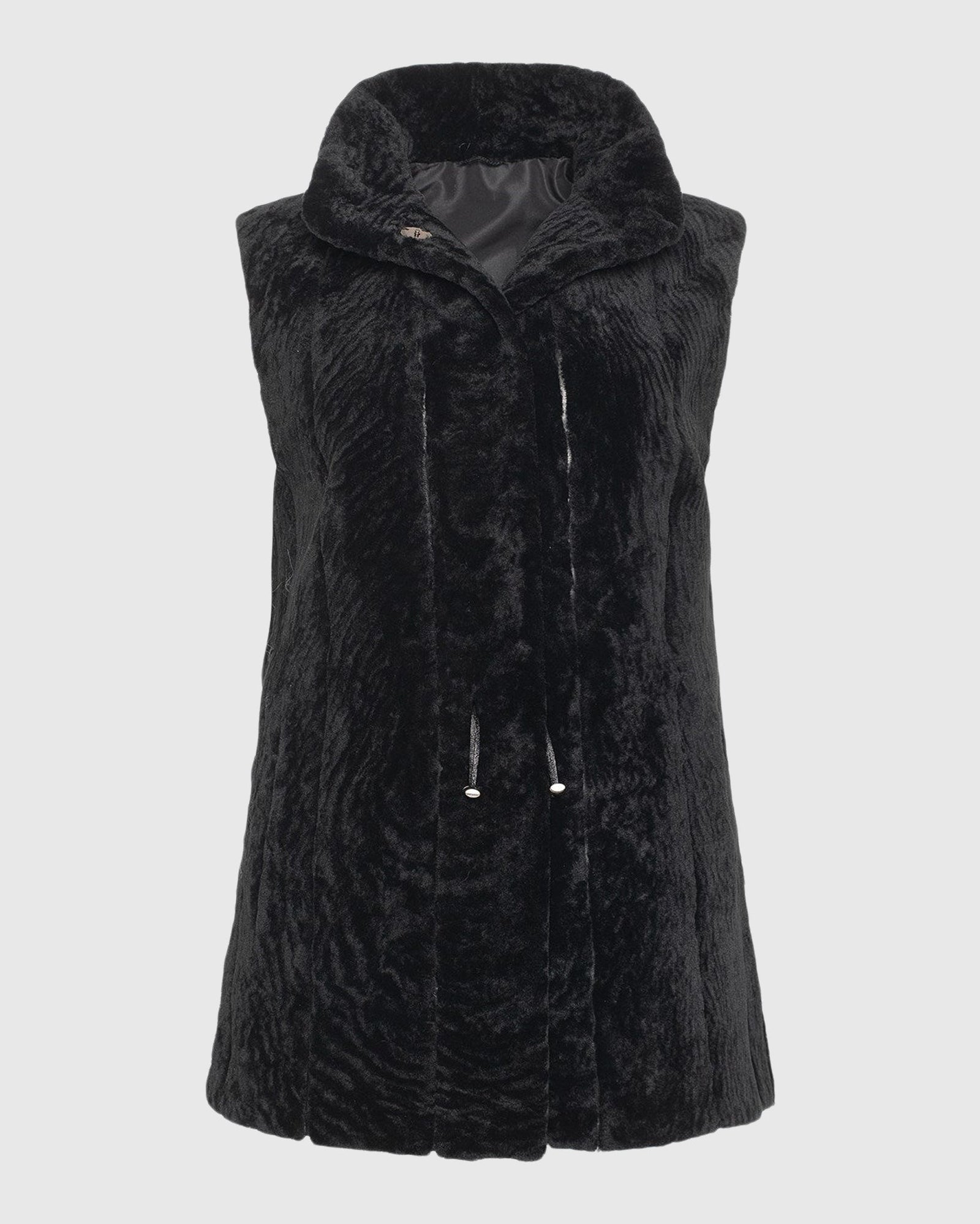Select Shearling Lamb Vest Reversible To Taffeta | Black/Black