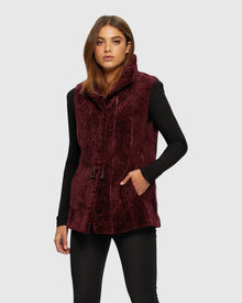 Select Shearling Lamb Vest Reversible To Taffeta | Merlot/Black