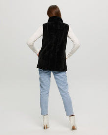 Select Shearling Lamb Vest Reversible To Taffeta | Women | Black x Black