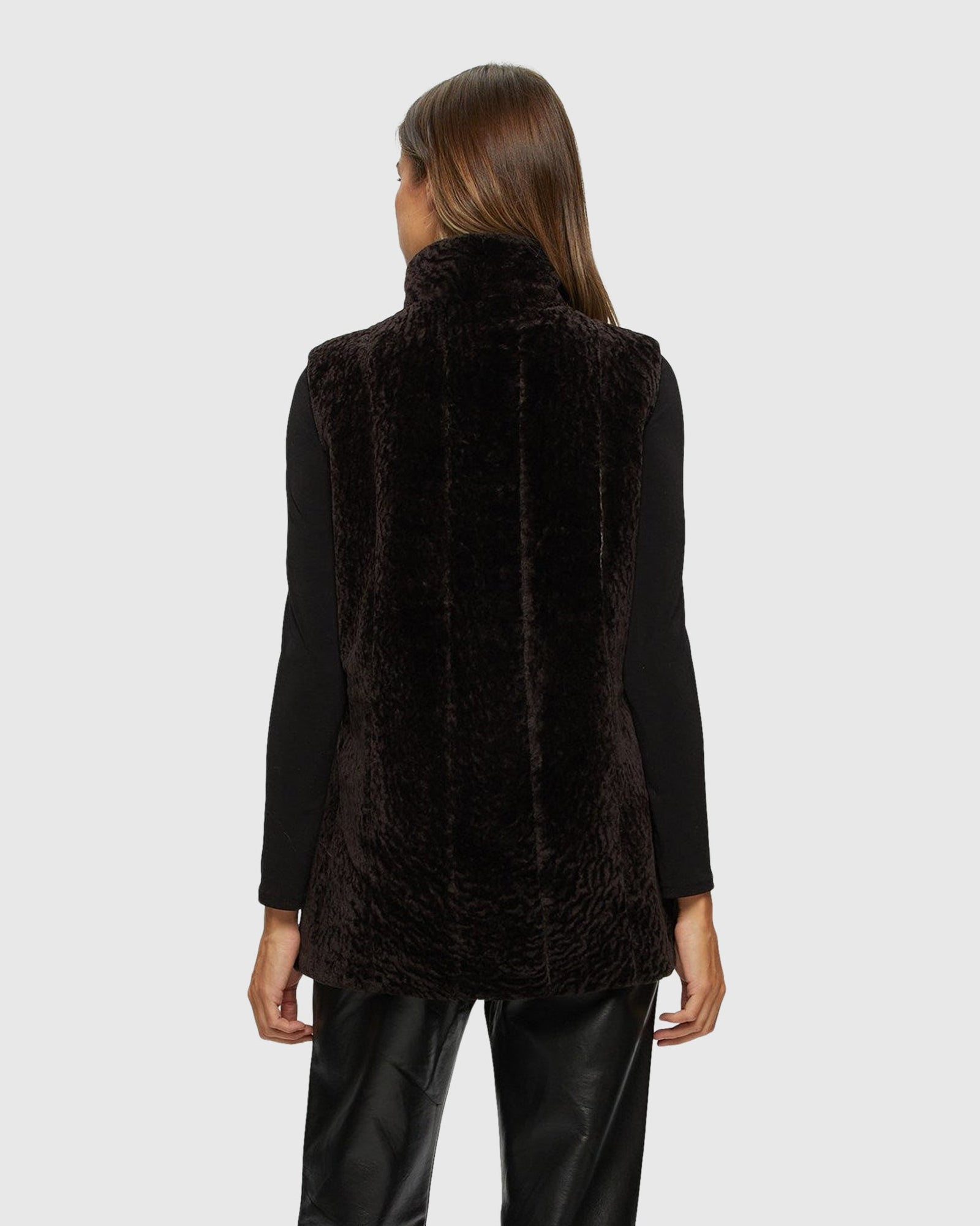 Select Shearling Lamb Vest Reversible To Taffeta | Brown/Brown