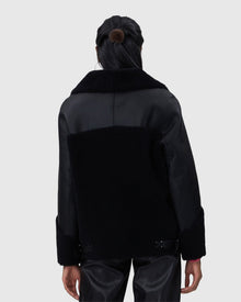 Select Shearling Lamb Zip Moto Jacket | Black/Black