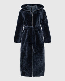Select Shearling Lamb Zip Parka With Belt | Dark Blue/Dark Blue