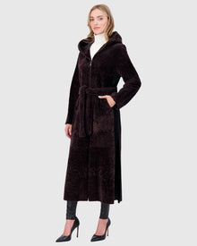 Select Shearling Lamb Zip Parka With Belt | Brown/Brown