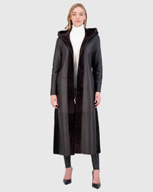 Select Shearling Lamb Zip Parka With Belt | Brown/Brown