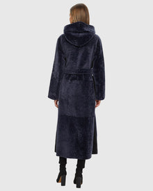 Select Shearling Lamb Zip Parka With Belt | Dark Blue/Dark Blue