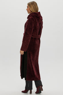 Select Shearling Lamb Zip Parka With Belt | Women | Burgundy x Black