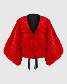 Select Shearling/Suede Lamb Floral Embroidered Jacket Reversible To Loro Piana Cashmere & Wool | Red/Black