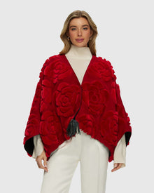 Select Shearling/Suede Lamb Floral Embroidered Jacket Reversible To Loro Piana Cashmere & Wool | Red/Black