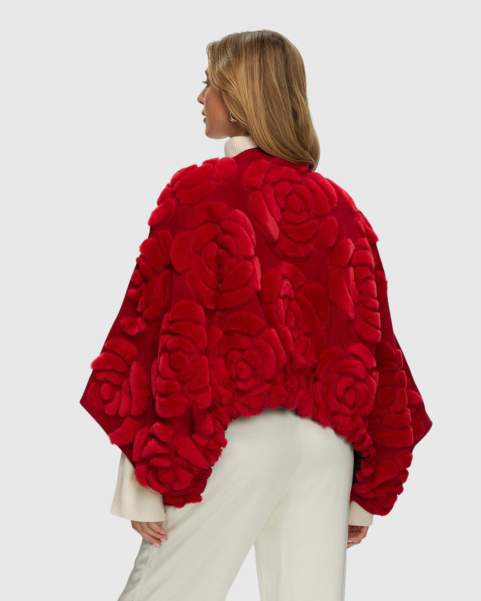 Select Shearling/Suede Lamb Floral Embroidered Jacket Reversible To Loro Piana Cashmere & Wool | Red/Black