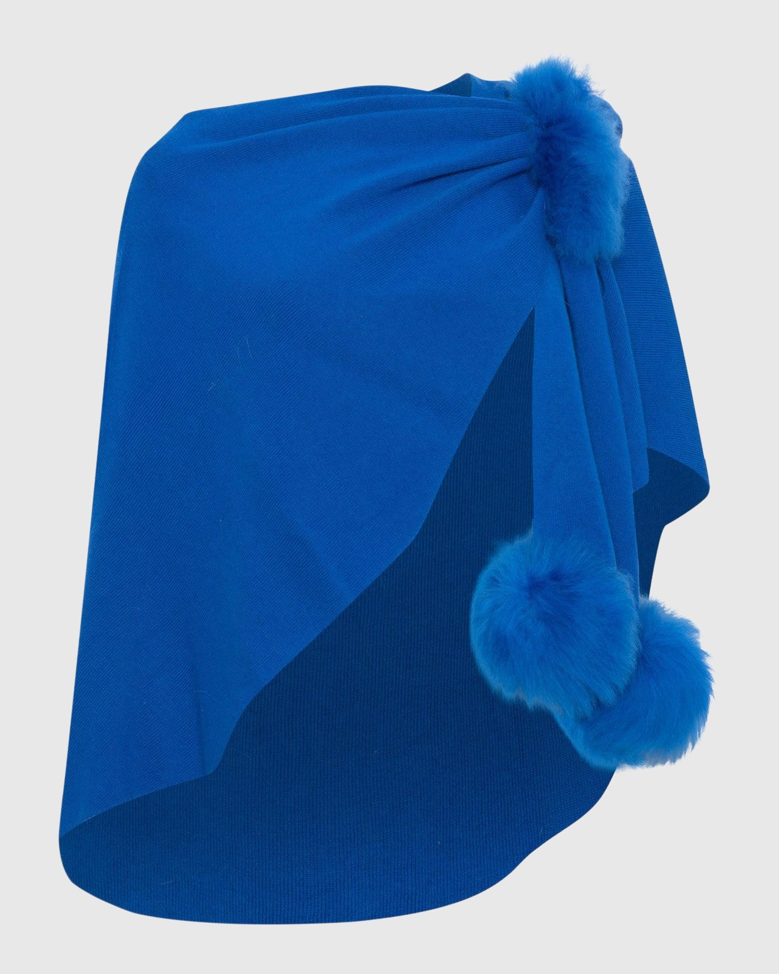 Select Wool Capelet With Select Lamb Poms | Blue