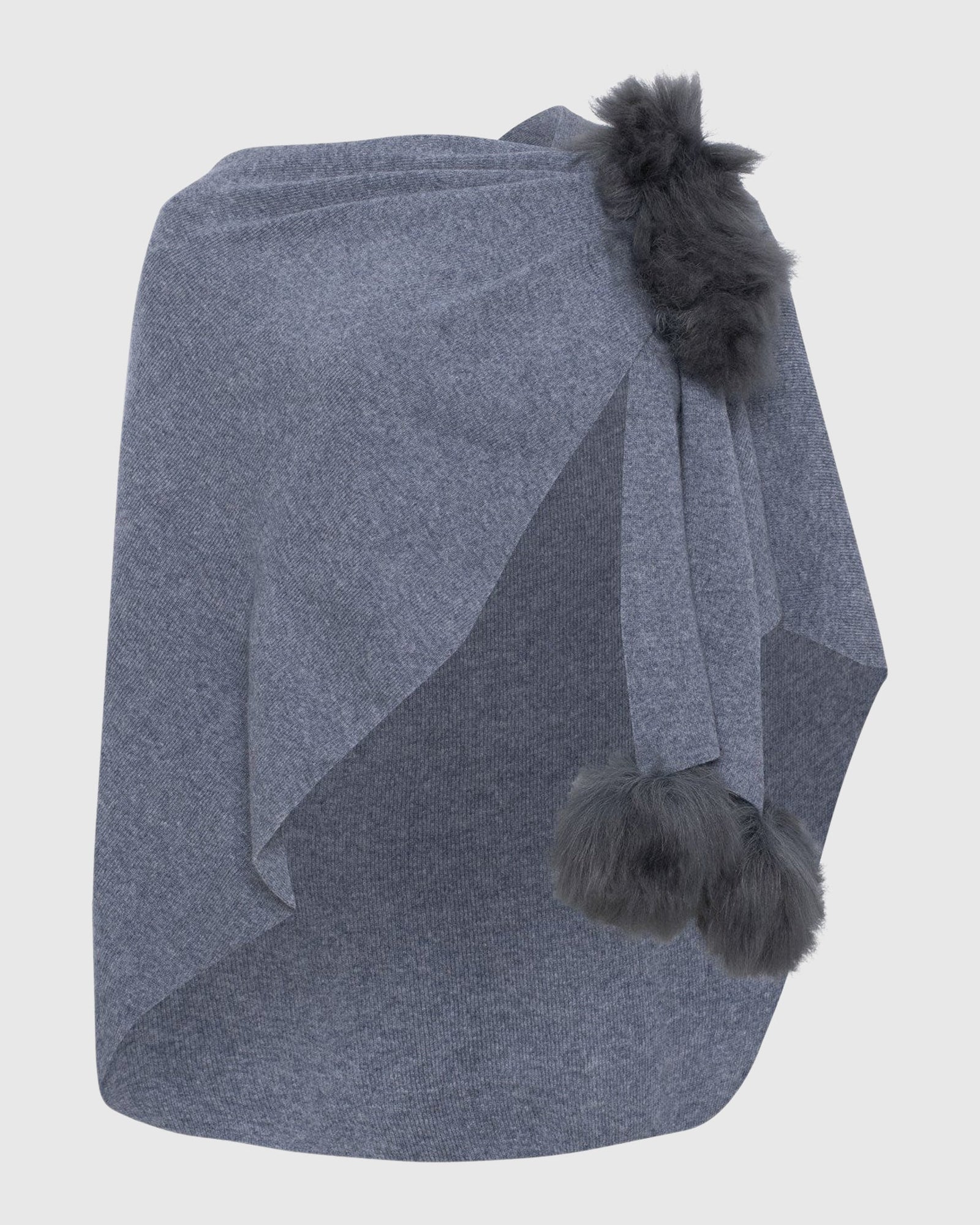 Select Wool Capelet With Select Lamb Poms | Gray