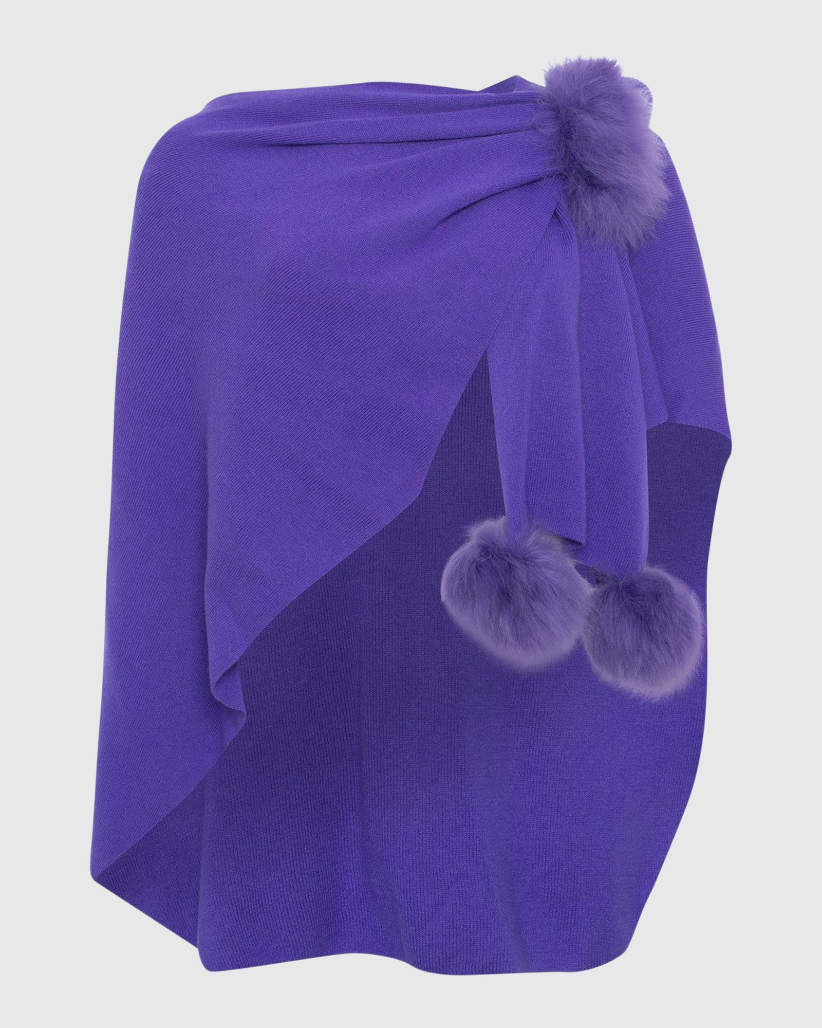 Select Wool Capelet With Select Lamb Poms | Lavender