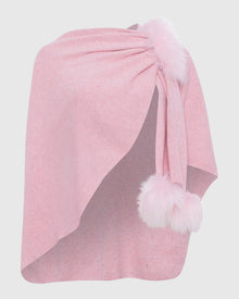 Select Wool Capelet With Select Lamb Poms | Light Pink