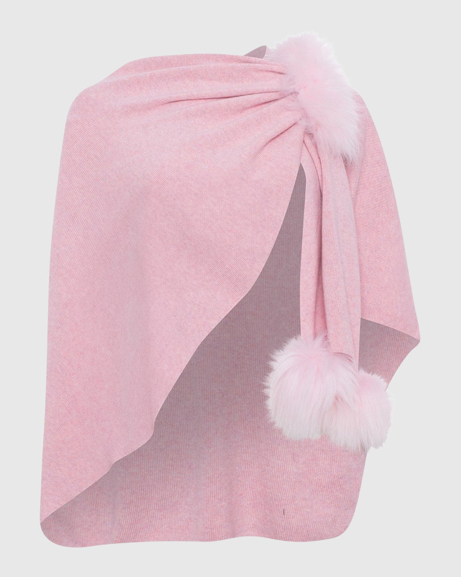 Select Wool Capelet With Select Lamb Poms | Light Pink