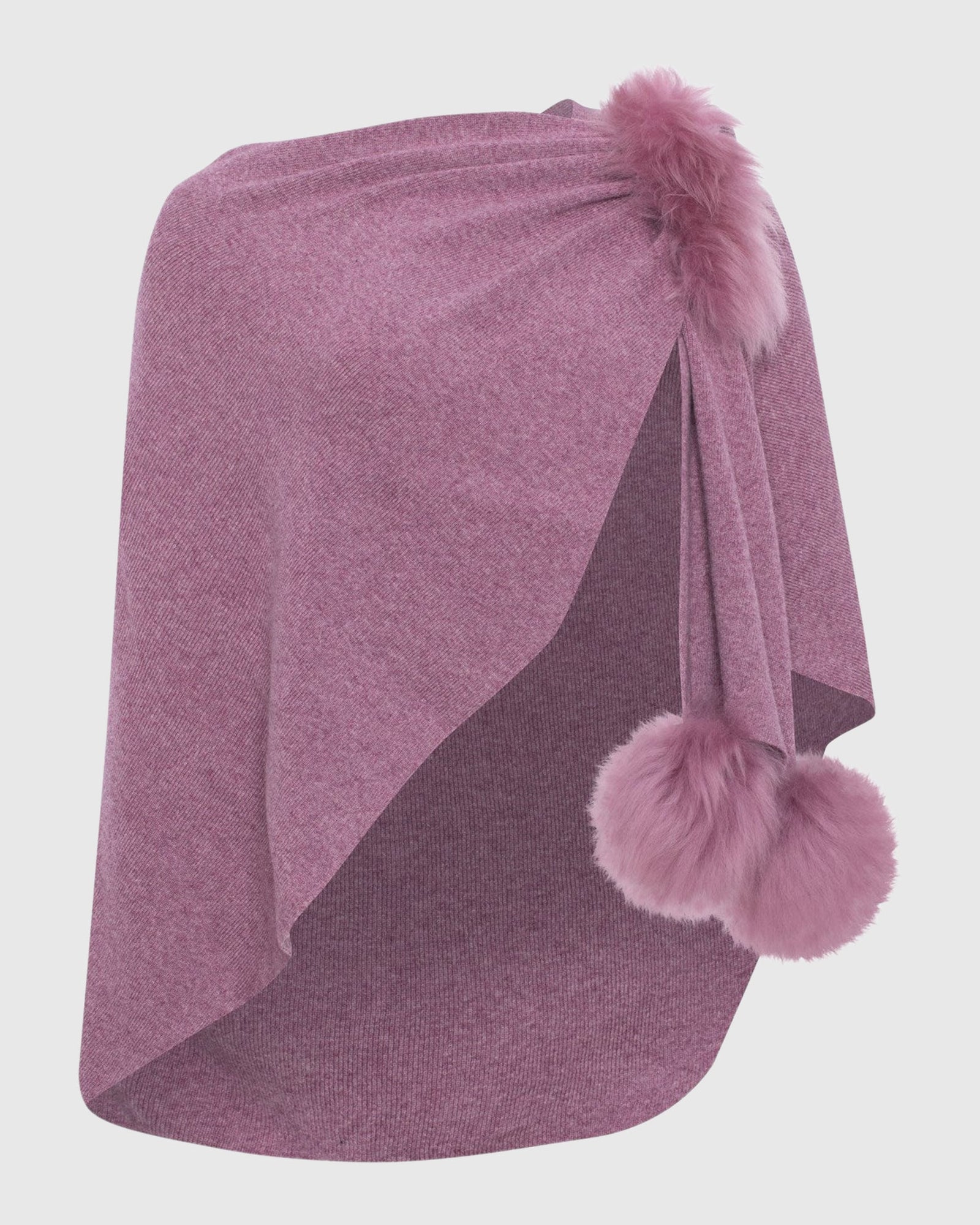 Select Wool Capelet With Select Lamb Poms | Mauve