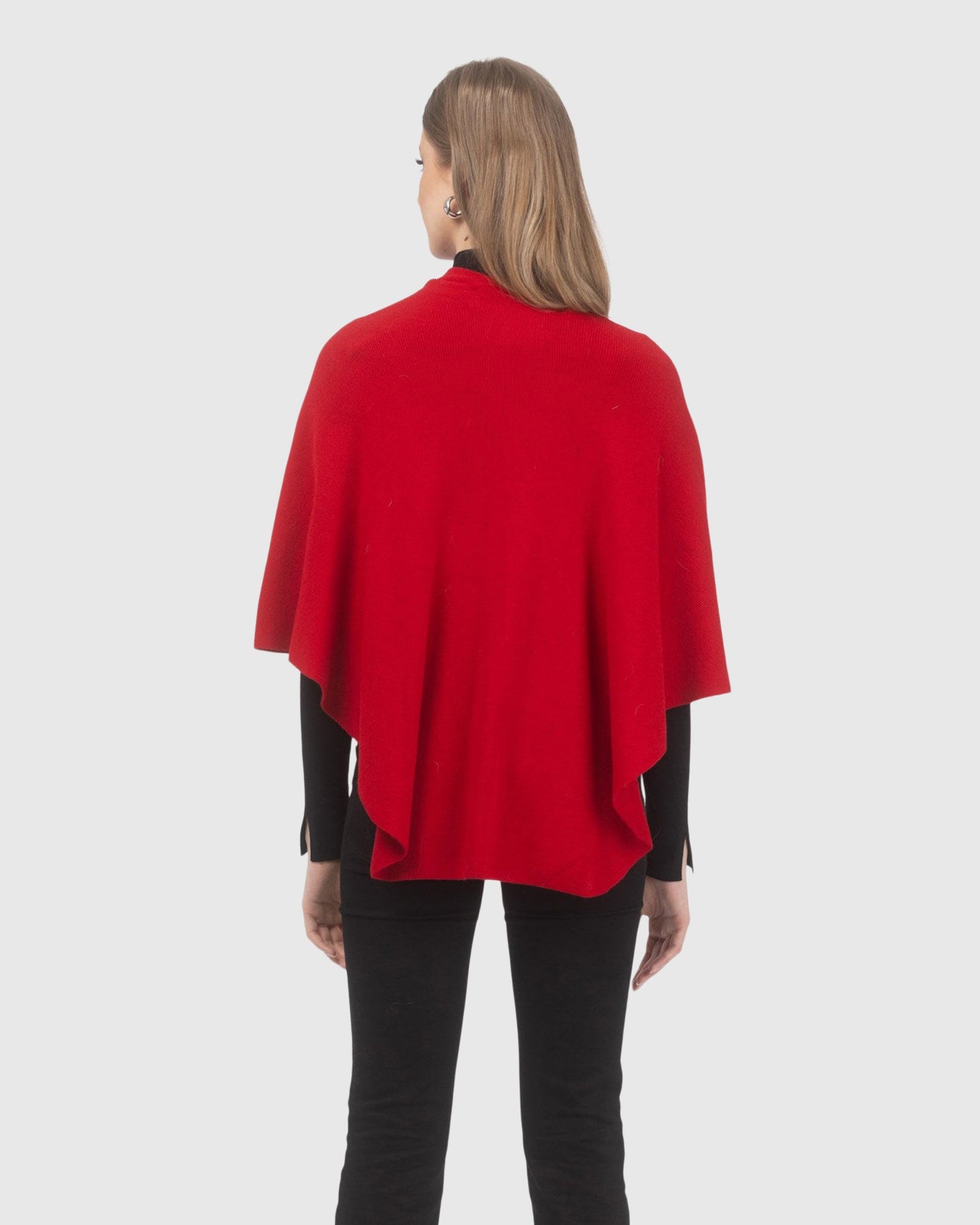 Select Wool Capelet With Select Lamb Poms | Red