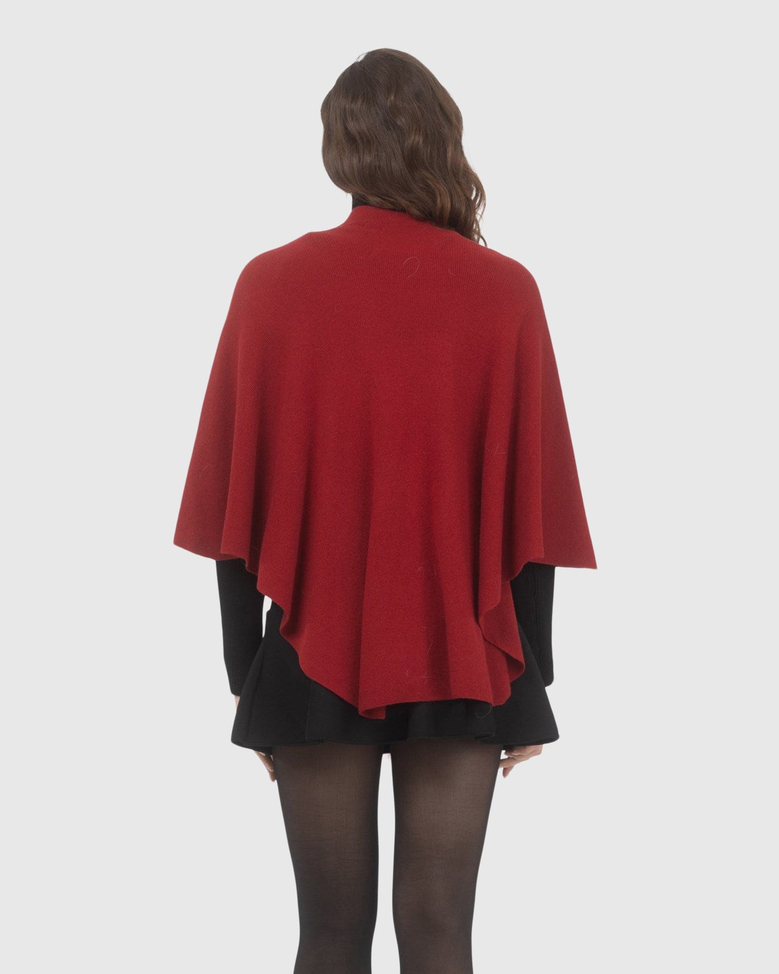 Select Wool Capelet With Select Lamb Poms | Wine