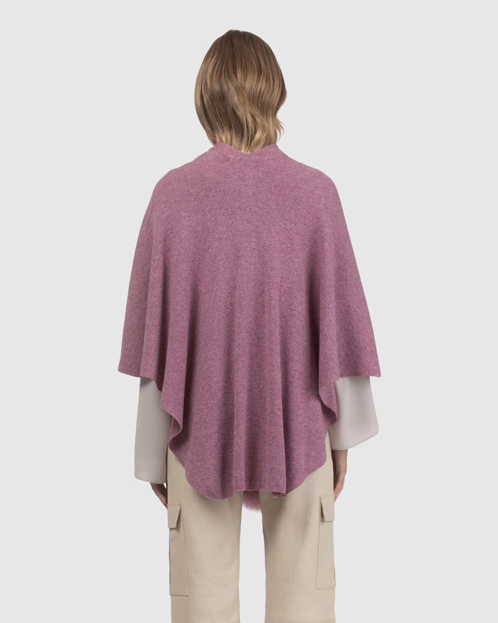 Select Wool Capelet With Select Lamb Poms | Mauve