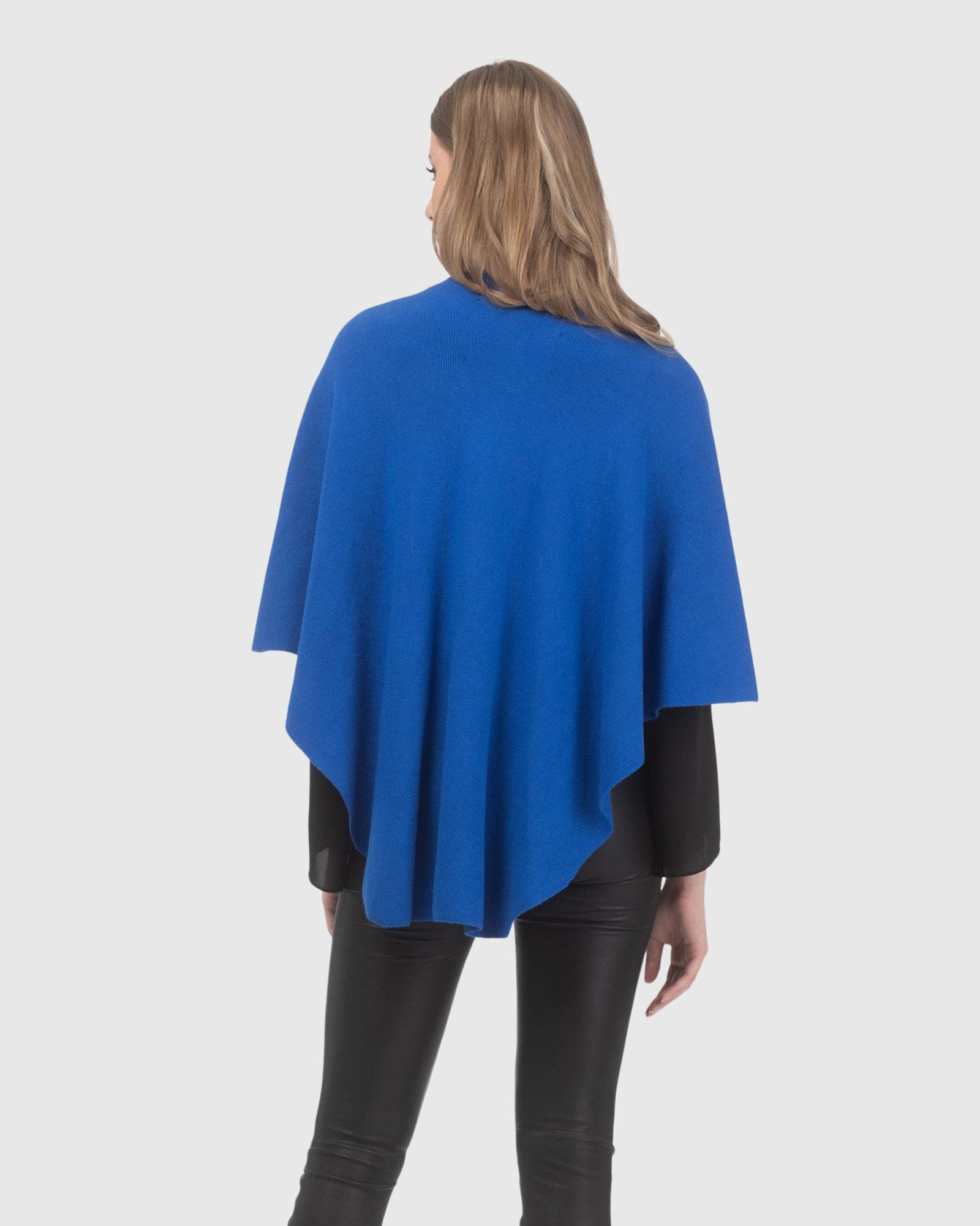 Select Wool Capelet With Select Lamb Poms | Blue