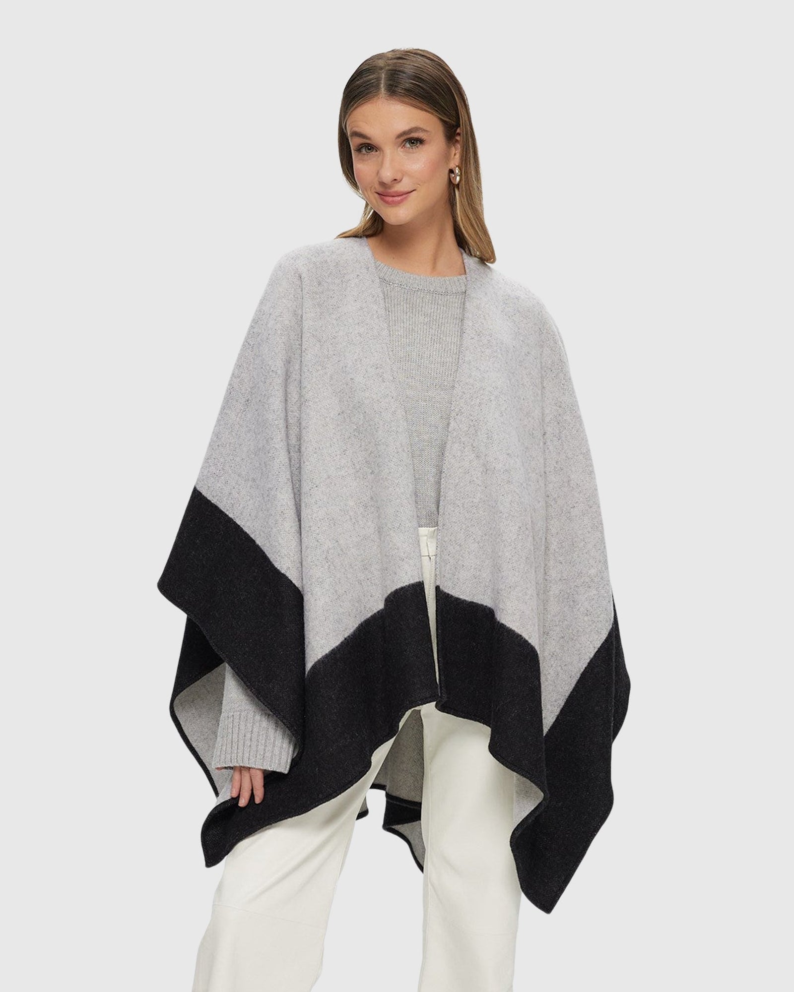 Reversible Select Wool Cape | Black/Gray