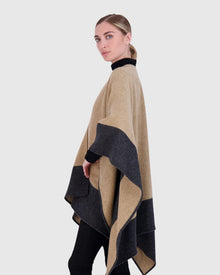 Select Wool Knit Shawl | Camel/Gray