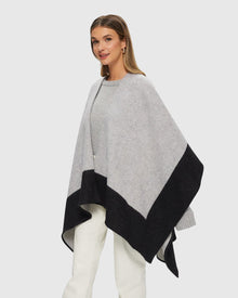 Select Wool Knit Shawl | Black/Gray
