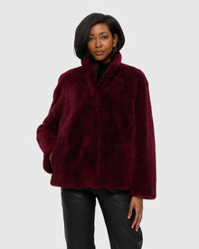 Sheared Cashmere Goat Jacket | Burgundy
