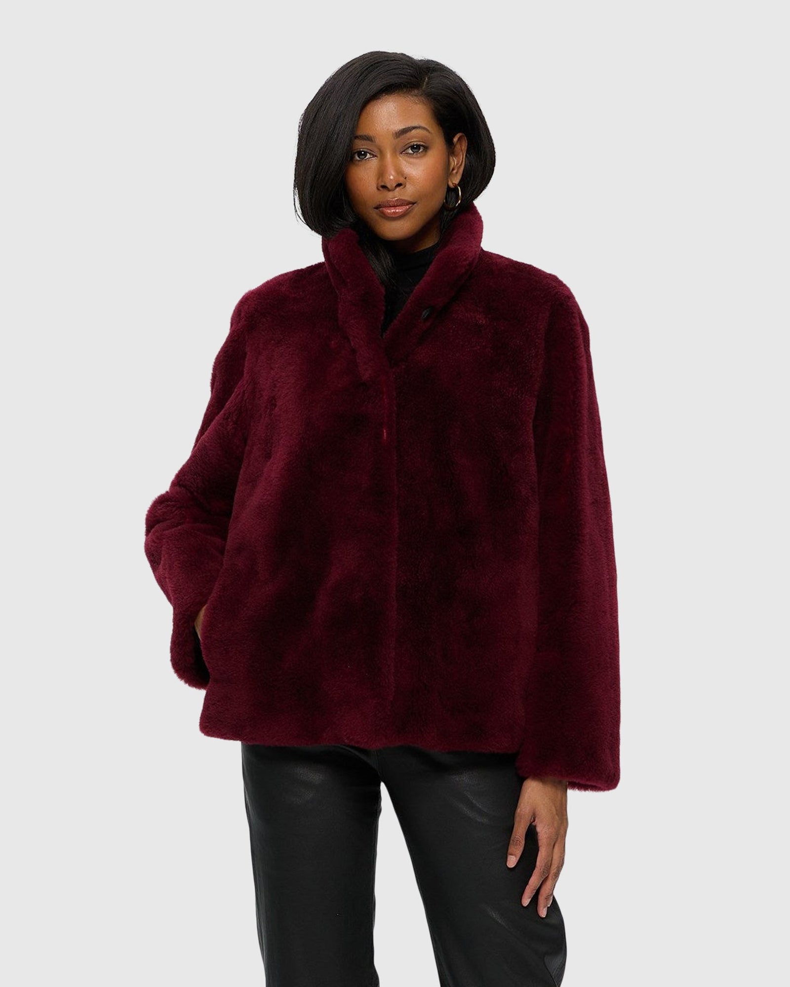 Sheared Cashmere Goat Jacket | Burgundy