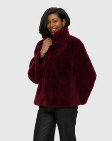 Sheared Cashmere Goat Jacket | Burgundy