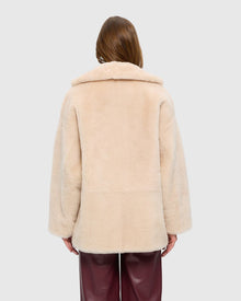 Sheared Cashmere Goat Jacket | Light Beige