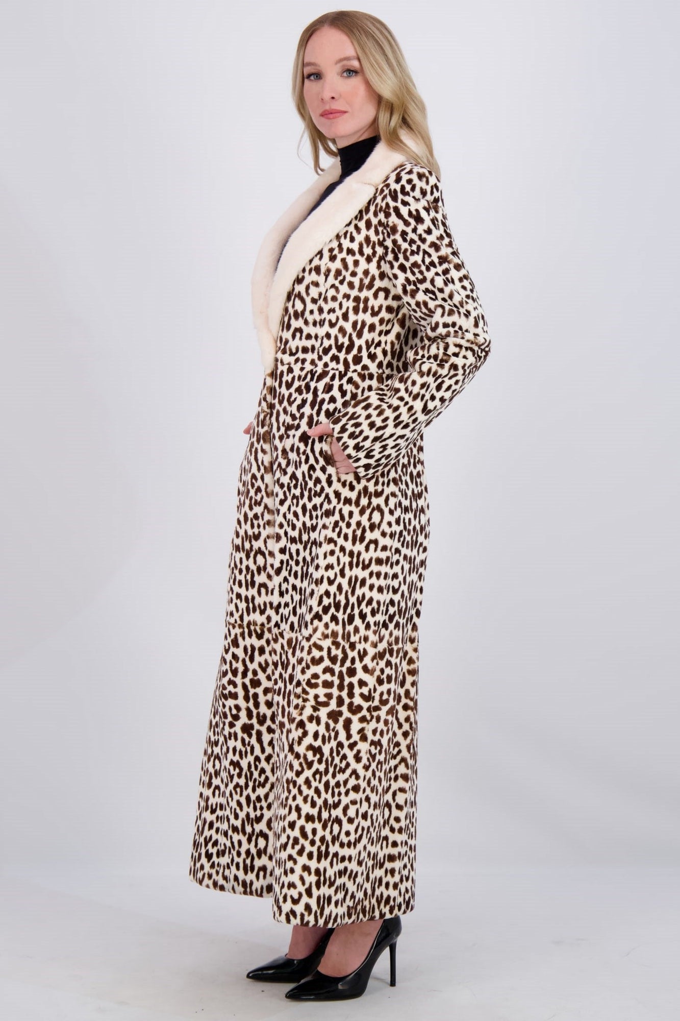 Sheared Mink Coat | Women | Crystal Beige Tgr Print