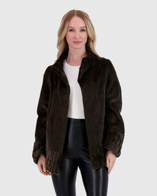 Sheared Mink Jacket | Olive Green