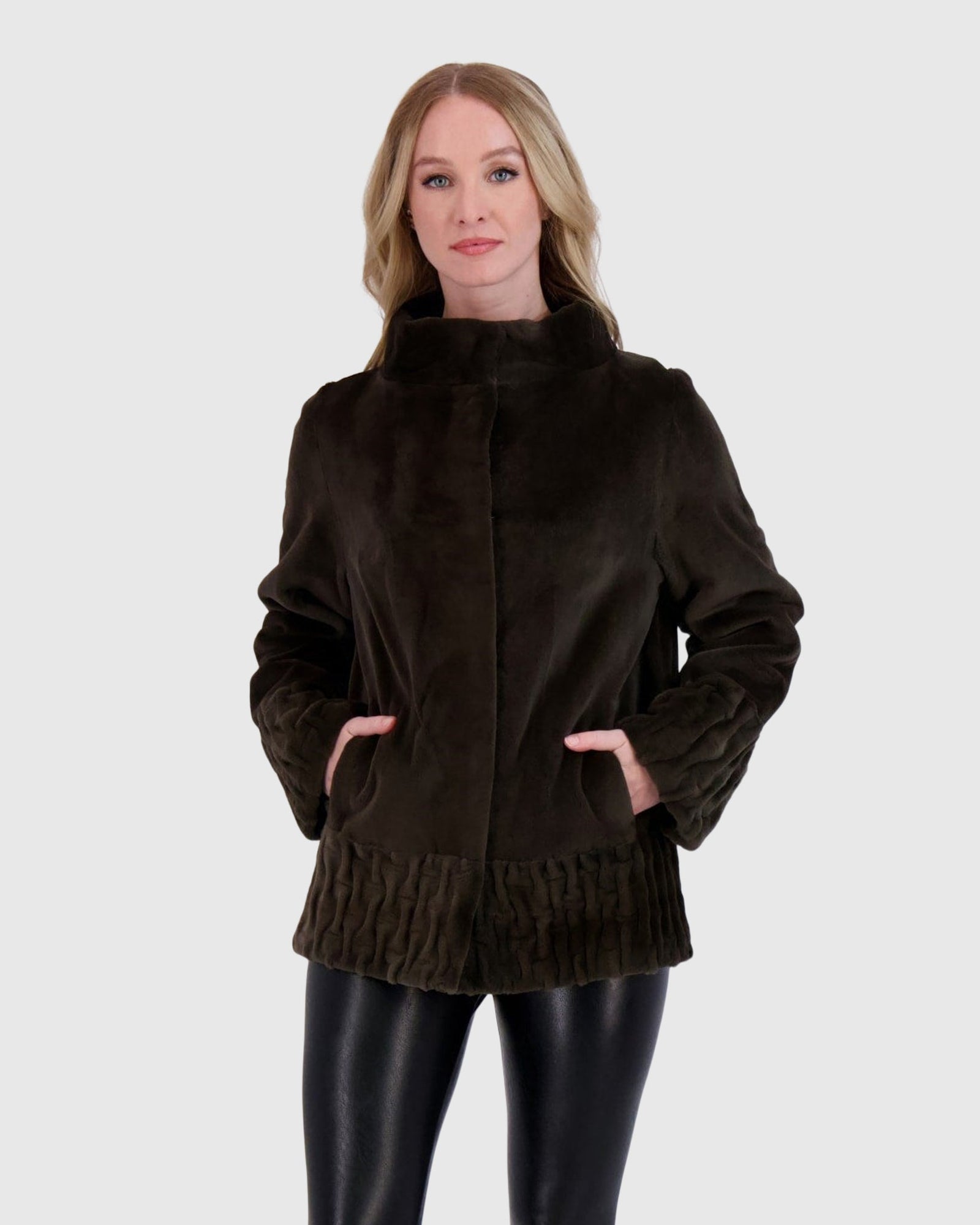 Sheared Mink Jacket | Olive Green