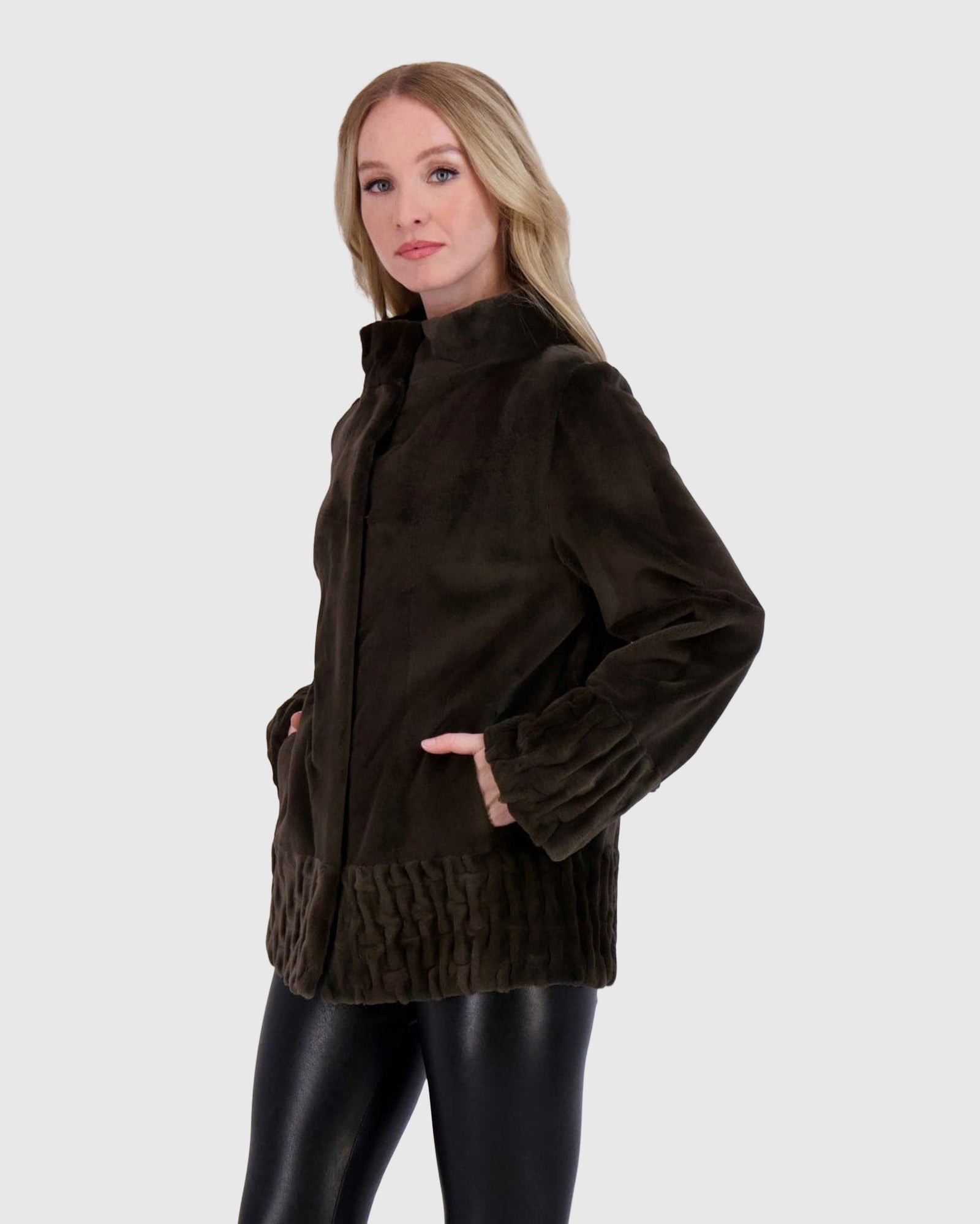 Sheared Mink Jacket | Olive Green