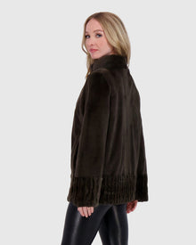 Sheared Mink Jacket | Olive Green